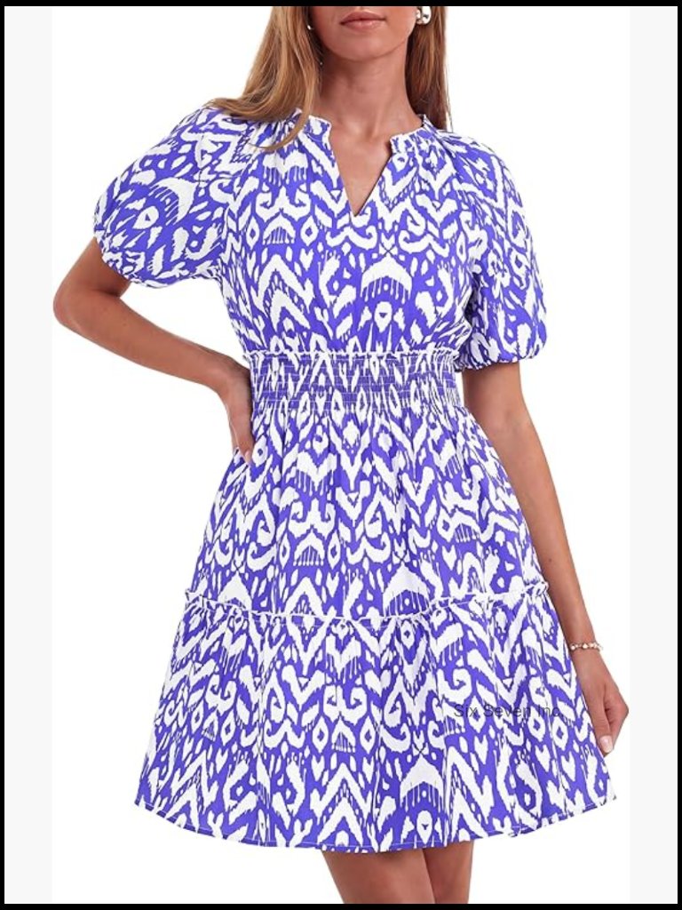 Ruffle Short Sleeve Mini Dress With Smocked Waist